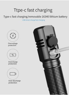 M MIAOYAN New outdoor strong light flashlight led multi-function rechargeable flashlight portable three-speed flashlight short version  - Image 5