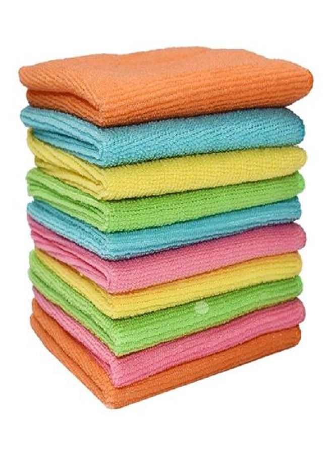 Marrkhor 10-Piece Microfiber Cleaning Cloth Set Orange/Yellow/Green - Image 1