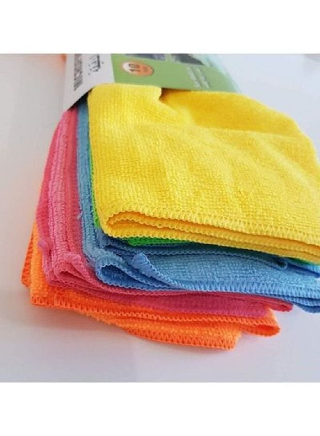 Marrkhor 10-Piece Microfiber Cleaning Cloth Set Orange/Yellow/Green - Image 2