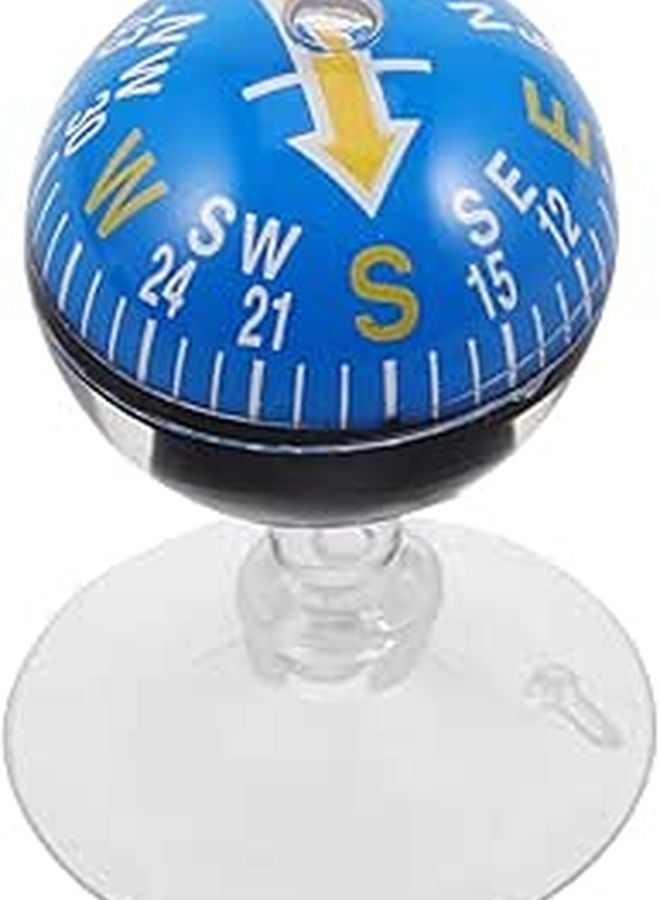 Blue 38mm Car Dashboard Compass with Suction Cup for Vehicle and Boat Navigation - Image 1