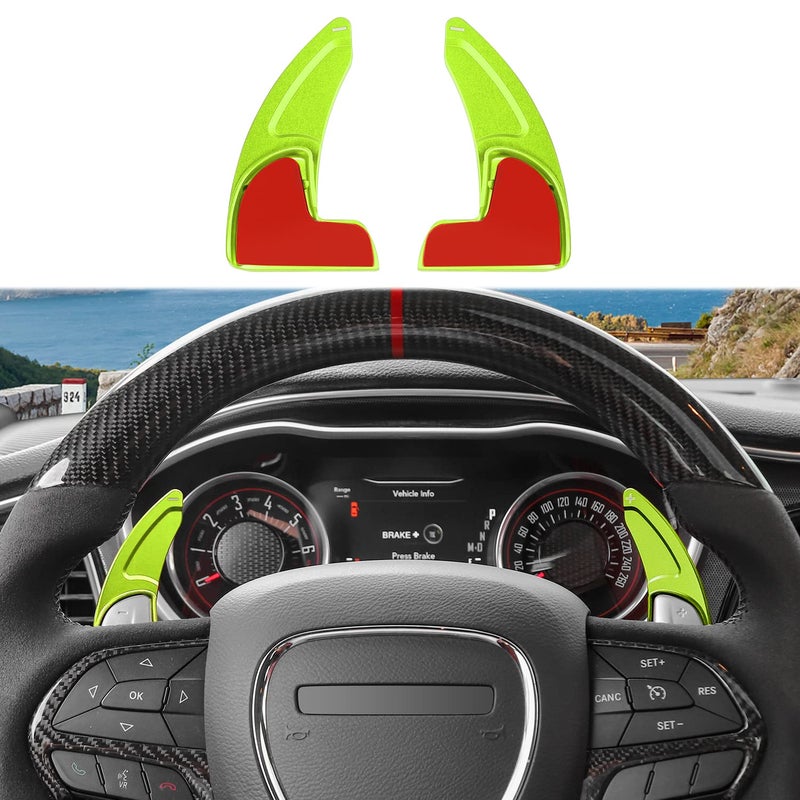 Linskip Wheel Shift Paddle Extenders for Jeep Grand Cherokee 20142021 for Dodge ChallengerCharger 2015 for Durango 20142024 for Chrysler 300300S 2015 20152017 200Green