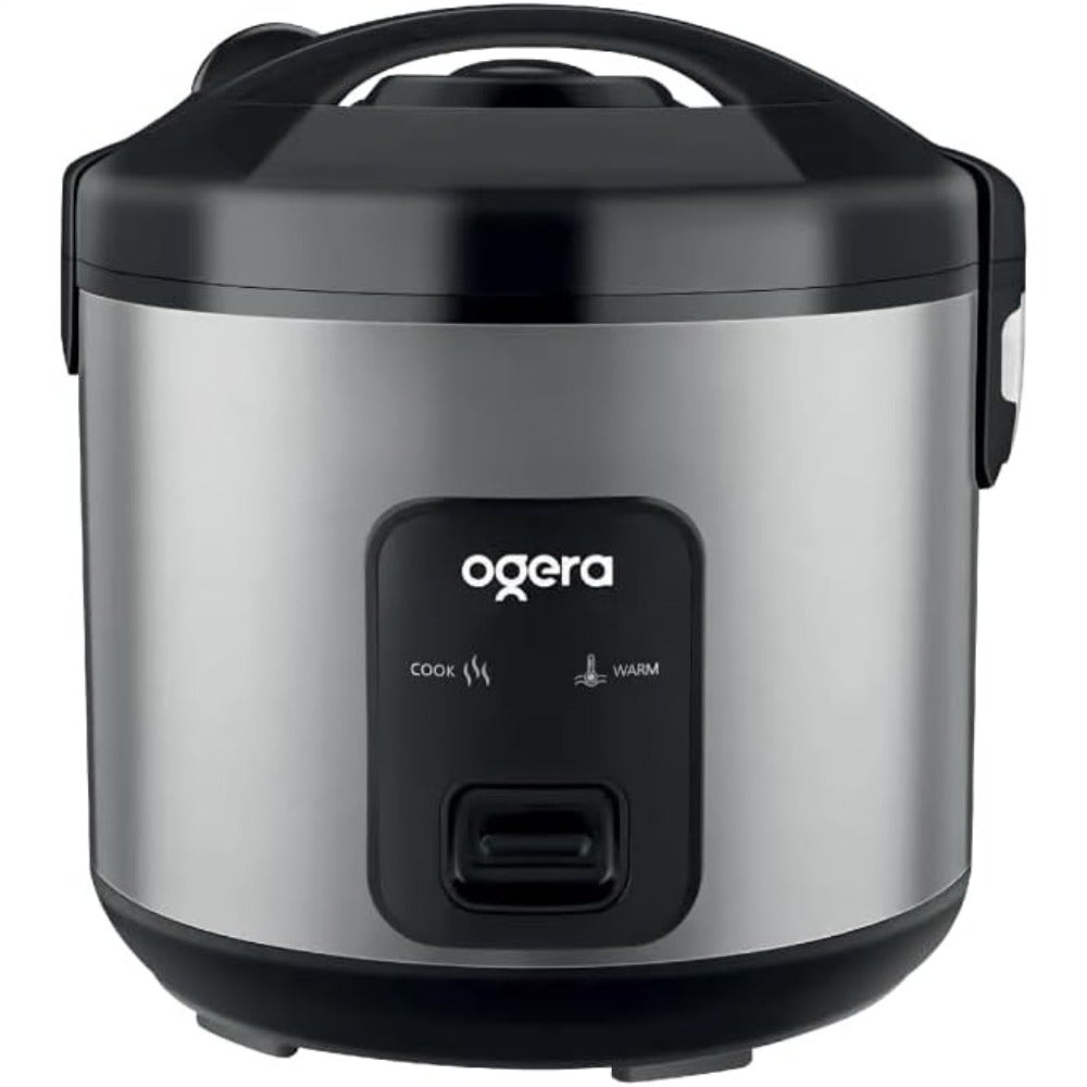 Electric Rice Cooker for home kitchen use Stainless Steel body Silver color Non-stick pot with cook and warm functions, 700W power, 1.8L capacity