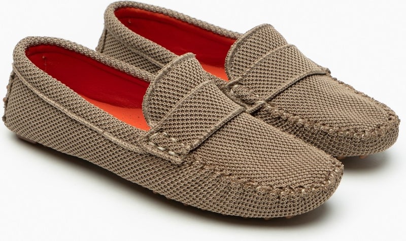 Astoria Dark Beige Knitwear Inner Leather Flat Sole Women's Ballerinas