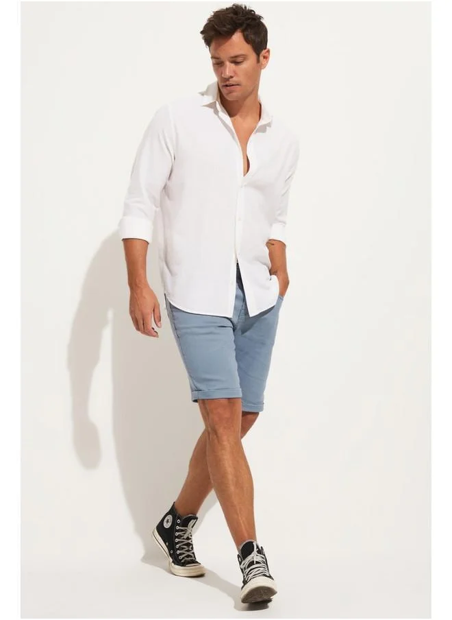 جون June Men Slim Fit Denim Short Blue