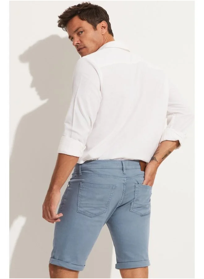 جون June Men Slim Fit Denim Short Blue