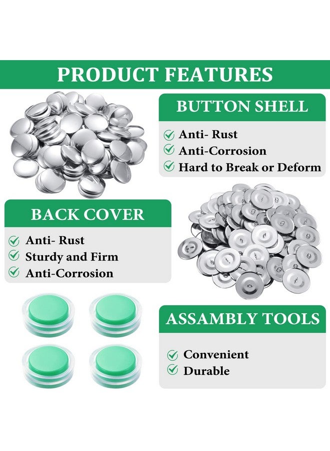 Raiten 100 Sets Cover Buttons Kit with Tools Size Buttons to Cover Self Cover Buttons with Wire Backs DIY Fabric Cloth Cover Buttons (Size 45/1.1 Inch) - Image 4