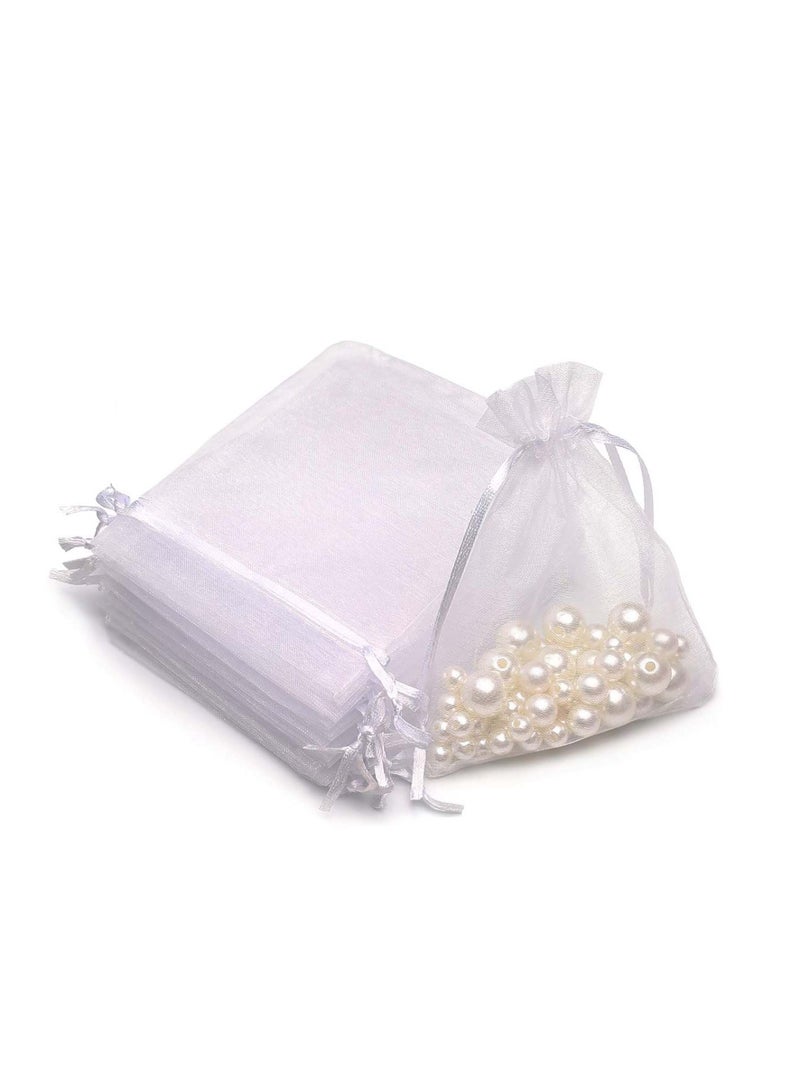 SYOSI Organza Bags Large, 50 Pcs 20 x 30 cm Sheer Drawstring Jewelry Pouches Favor Gift Bags for Birthday and Wedding, Party, Gift Packaging, Shower Party (White) - Image 1