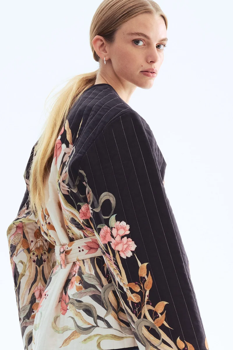 اتش اند ام جاكيت مبطن مع حزام