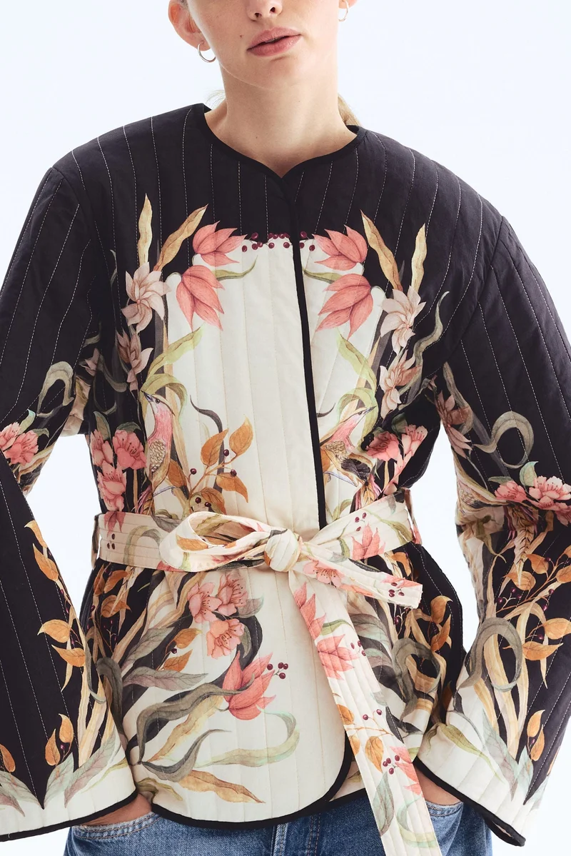 اتش اند ام جاكيت مبطن مع حزام