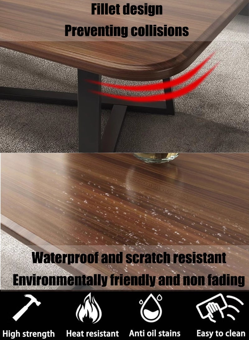 VUCATIN Coffee Table Desk Light Luxury Creative Tea Table Rectangular Tea Table Steel Frame Legs Stylish Large Desktop Coffee Table Stable Load-bearing (Walnut) - Image 2