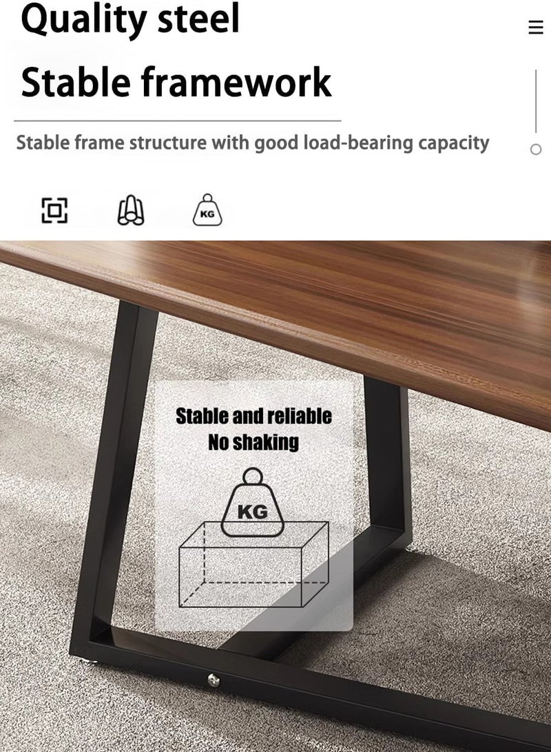 VUCATIN Coffee Table Desk Light Luxury Creative Tea Table Rectangular Tea Table Steel Frame Legs Stylish Large Desktop Coffee Table Stable Load-bearing (Walnut) - Image 3
