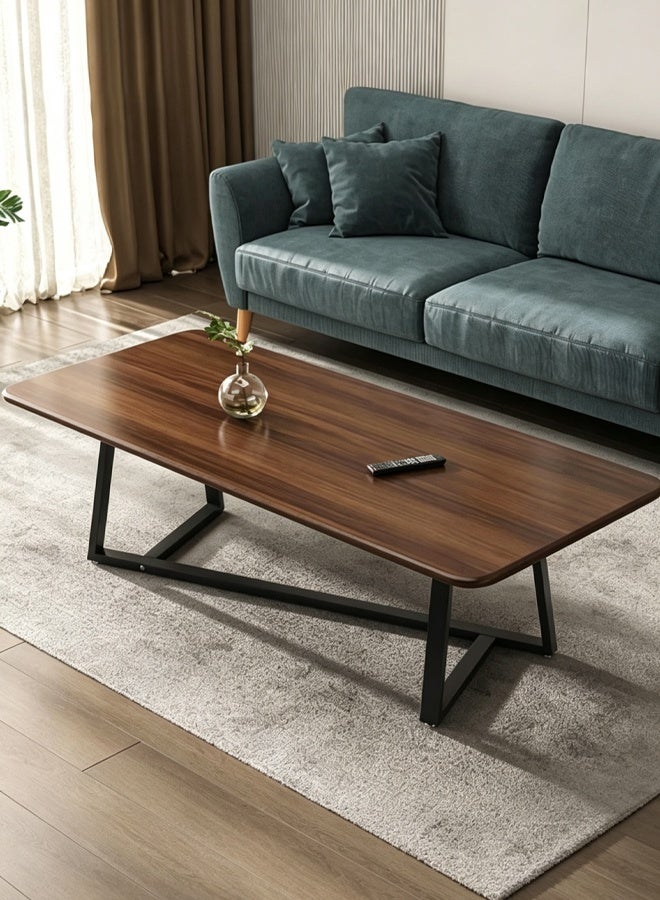 VUCATIN Coffee Table Desk Light Luxury Creative Tea Table Rectangular Tea Table Steel Frame Legs Stylish Large Desktop Coffee Table Stable Load-bearing (Walnut) - Image 1