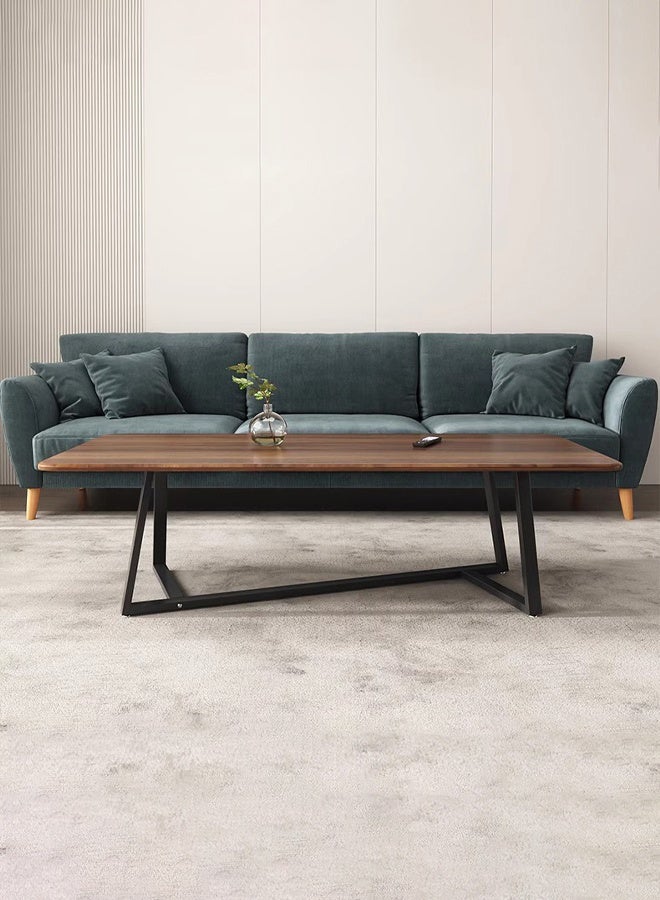 VUCATIN Coffee Table Desk Light Luxury Creative Tea Table Rectangular Tea Table Steel Frame Legs Stylish Large Desktop Coffee Table Stable Load-bearing (Walnut) - Image 5