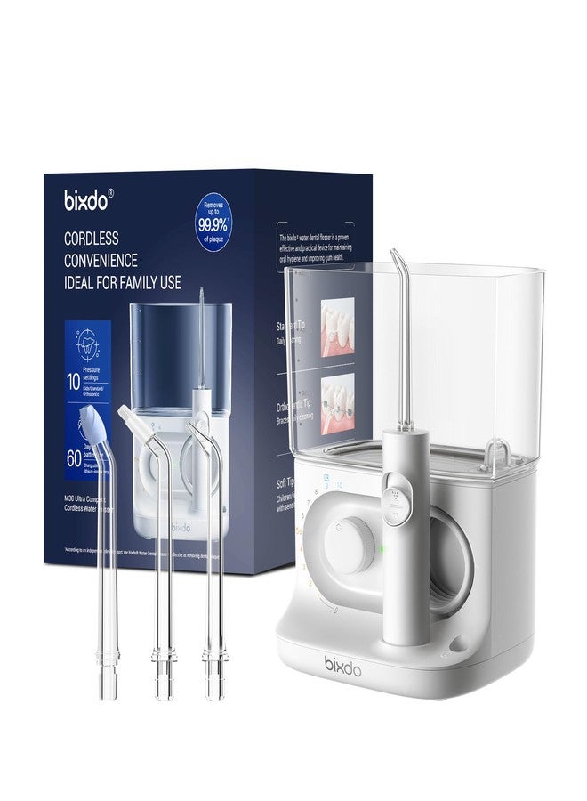 bixdo Water Flosser - Cordless Compact Countertop Water Flosser, 22OZ Reservior with 10 Pressure Settings for Adults and Kids, Home Travel Use, Oral Dental Irrigator for Teeth Gum Braces Cleaning - Image 1