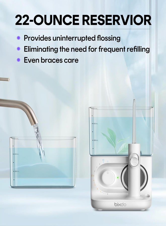 bixdo Water Flosser - Cordless Compact Countertop Water Flosser, 22OZ Reservior with 10 Pressure Settings for Adults and Kids, Home Travel Use, Oral Dental Irrigator for Teeth Gum Braces Cleaning - Image 3