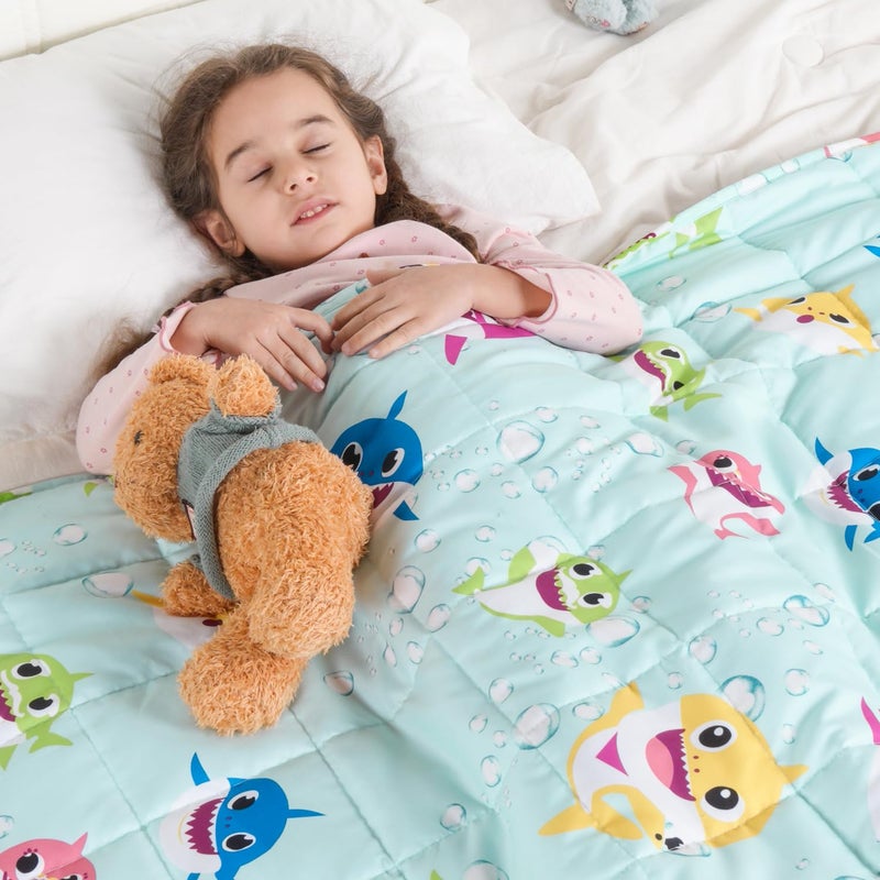 Kivik Weighted Blanket 7 lbs  41"" x 60"" Green Shark Weighted Blankets for Small Single/Twin Size Bed  All-Season Breathable Soft Cozy Cute Heavy Throw Blanket for Calming & Sleep  Washable - Image 1