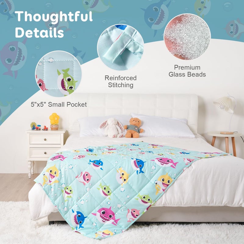Kivik Weighted Blanket 7 lbs  41"" x 60"" Green Shark Weighted Blankets for Small Single/Twin Size Bed  All-Season Breathable Soft Cozy Cute Heavy Throw Blanket for Calming & Sleep  Washable - Image 5