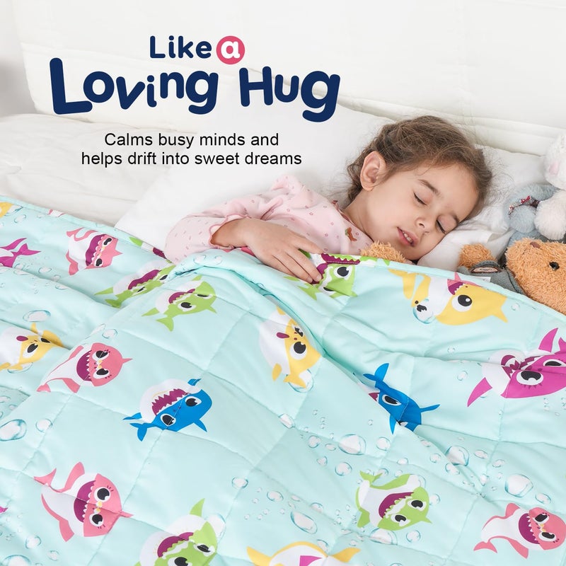 Kivik Weighted Blanket 7 lbs  41"" x 60"" Green Shark Weighted Blankets for Small Single/Twin Size Bed  All-Season Breathable Soft Cozy Cute Heavy Throw Blanket for Calming & Sleep  Washable - Image 2