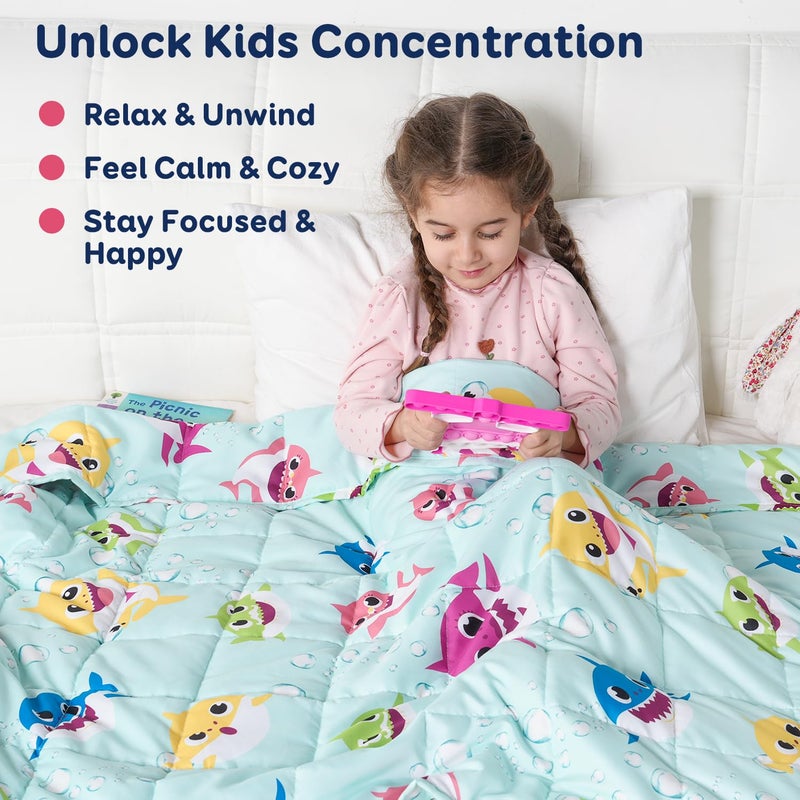 Kivik Weighted Blanket 7 lbs  41"" x 60"" Green Shark Weighted Blankets for Small Single/Twin Size Bed  All-Season Breathable Soft Cozy Cute Heavy Throw Blanket for Calming & Sleep  Washable - Image 3