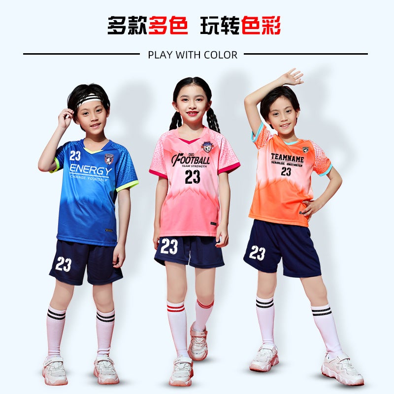 Children'S Football Uniforms, Boys And Girls Team Uniforms, Group Purchase Training Clothes, Short-Sleeved Football Clothes, Jerseys, Breathable And Quick-Drying - Image 3