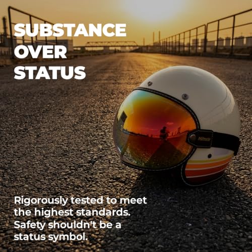 mjmoto Universal Open Face 34 Helmet Visor Lens Bubble Motorcycle Windshield Capacete Lens Vintage Motorbike Helmet Goggles Revo Red - Image 3