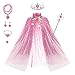 Fedio Princess Cape Set 7 Pieces Girls Princess Cloak with Tiara Crown Wand for Little Girls Dress up Pink - Image 3