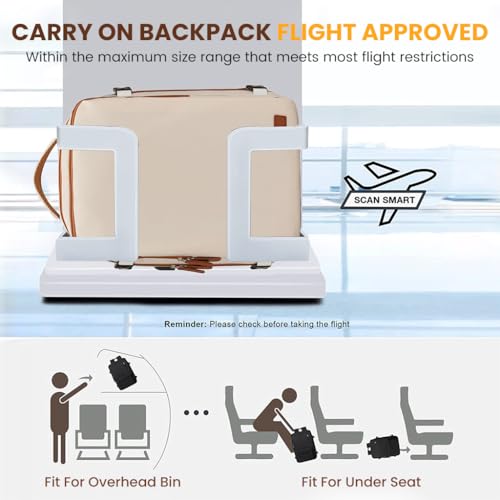 PALAY® Travel Laptop Backpack,40L Double Layer 15.6 Inch Travel Laptop Backpack Fashion Beige Safe Anti-Theft Waterproof Oxford Cloth with Shoe Bag - Image 5