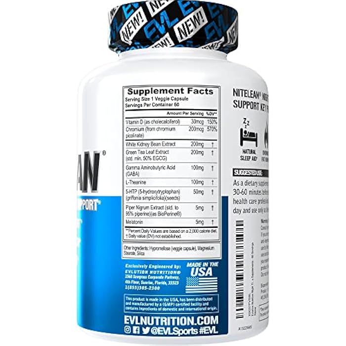 Evlution Nutrition Night Time Fat Burner Support - Overnight Sleep and Weight Loss Support Pills with Thermogenic Green Tea and White Kidney Bean Extract - Diet Pills That May Help Stubborn Fat Loss - Image 2