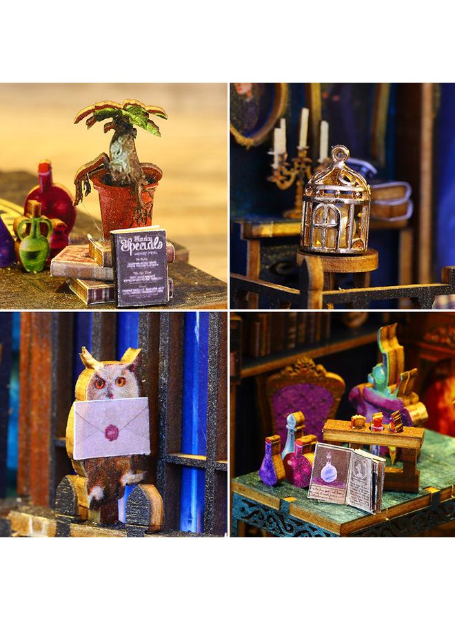 الأزرق جي دبليو Kittdiy House Magic Market 3D مجمعة ثلاثية الأبعاد ، منزل مصغر ، هدية عيد ميلاد لعبة بناء - Image 5