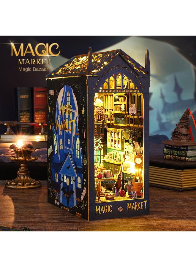 الأزرق جي دبليو Kittdiy House Magic Market 3D مجمعة ثلاثية الأبعاد ، منزل مصغر ، هدية عيد ميلاد لعبة بناء - Image 3