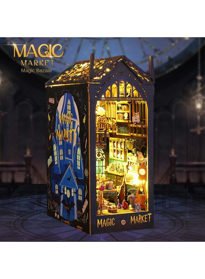 الأزرق جي دبليو Kittdiy House Magic Market 3D مجمعة ثلاثية الأبعاد ، منزل مصغر ، هدية عيد ميلاد لعبة بناء - Image 4