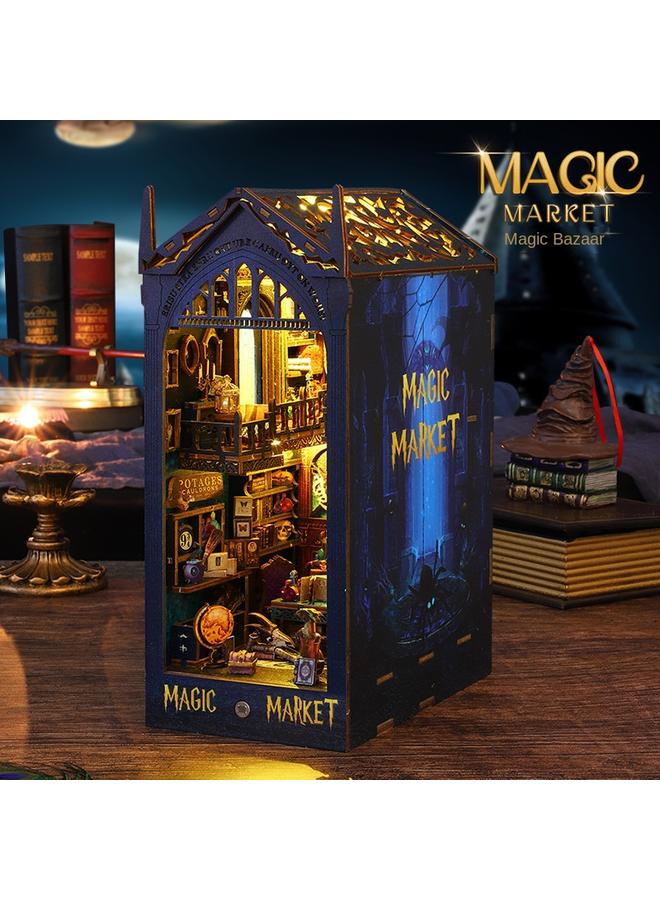 الأزرق جي دبليو Kittdiy House Magic Market 3D مجمعة ثلاثية الأبعاد ، منزل مصغر ، هدية عيد ميلاد لعبة بناء - Image 2