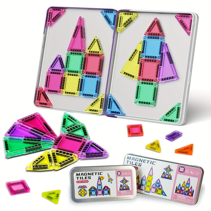26/42pcs Mini Magnetic Building Blocks with Iron Box, Portable and Easy to Assemble Puzzle Toy â€“ Perfect Gift for Birthdays, Halloween, Christmas & More, Party Favor, Holiday Gift, Fun Shapes, Compact Design, Sturdy Construction, Magnetic Pieces, Construction Set, Collectors Item, School Activity