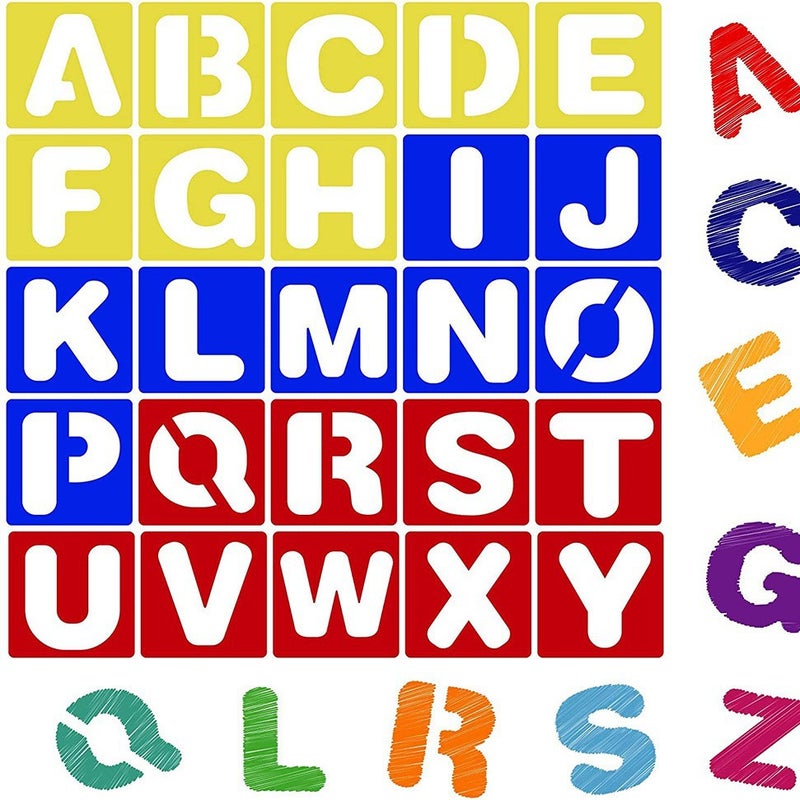 Colorful Hollow Letter Painting Template, Children'S Beginner Toy Writing Aid, Writing Guide Template - Image 1