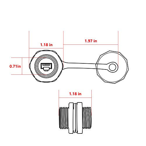 UMLIFE 2PCS RJ45 Ethernet LAN Cable Connector CAT6 Shielded Industrial Panel Mount Bulkhead Feed Thru Coupler with Waterproof IP67 Dustproof Cap Outdoor Industrial Standard - Image 4