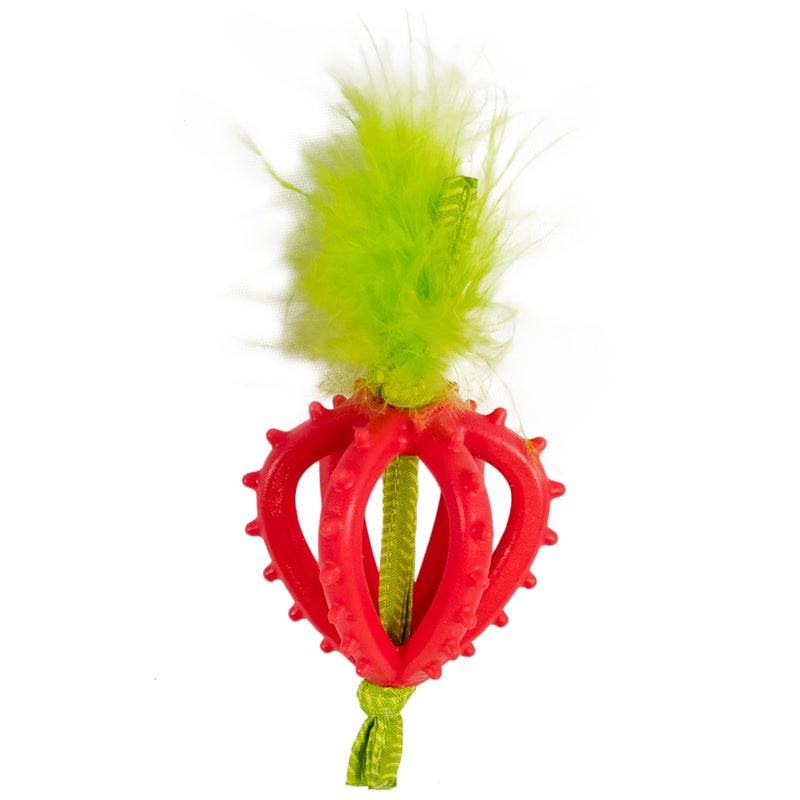 Catstages Dental Strawberry Teether Soft and Textured Cat Chew Toy Catnip Oil Coating Pink - Image 2