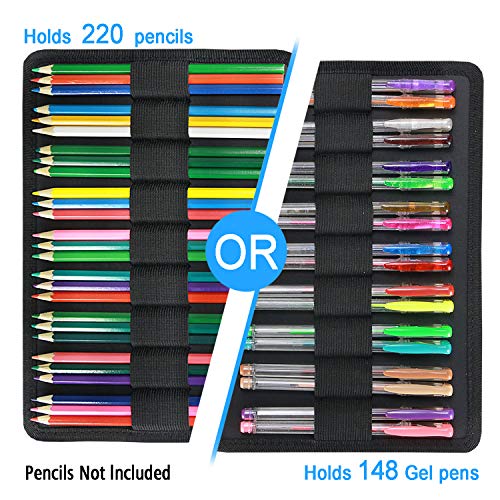 YOUSHARES Colored Pencil Case 220 Slots Pen Case Organizer With Handy Wrap Zipper Multilayer Holder for Prismacolor Colored Pencils Gel Pen Pumpkin - Image 3