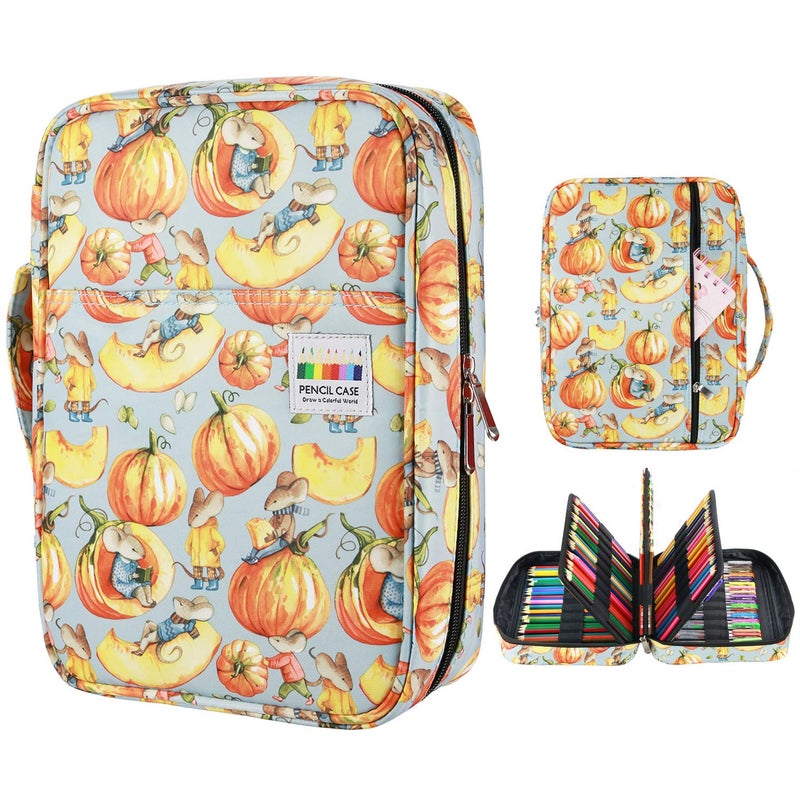 YOUSHARES Colored Pencil Case 220 Slots Pen Case Organizer With Handy Wrap Zipper Multilayer Holder for Prismacolor Colored Pencils Gel Pen Pumpkin - Image 2
