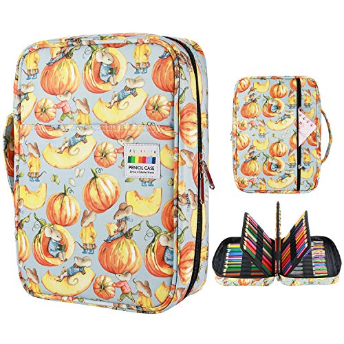 YOUSHARES Colored Pencil Case 220 Slots Pen Case Organizer With Handy Wrap Zipper Multilayer Holder for Prismacolor Colored Pencils Gel Pen Pumpkin - Image 1