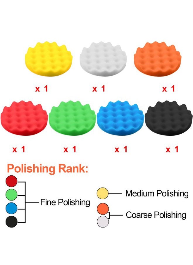 SIQUK 26 Pieces Car Polisher Buffing Pads 7 Inch Car Polishing Pad Kit Foam Polish Pads Wax Bonnets Polisher Buffer Attachment for Drill  - Image 2