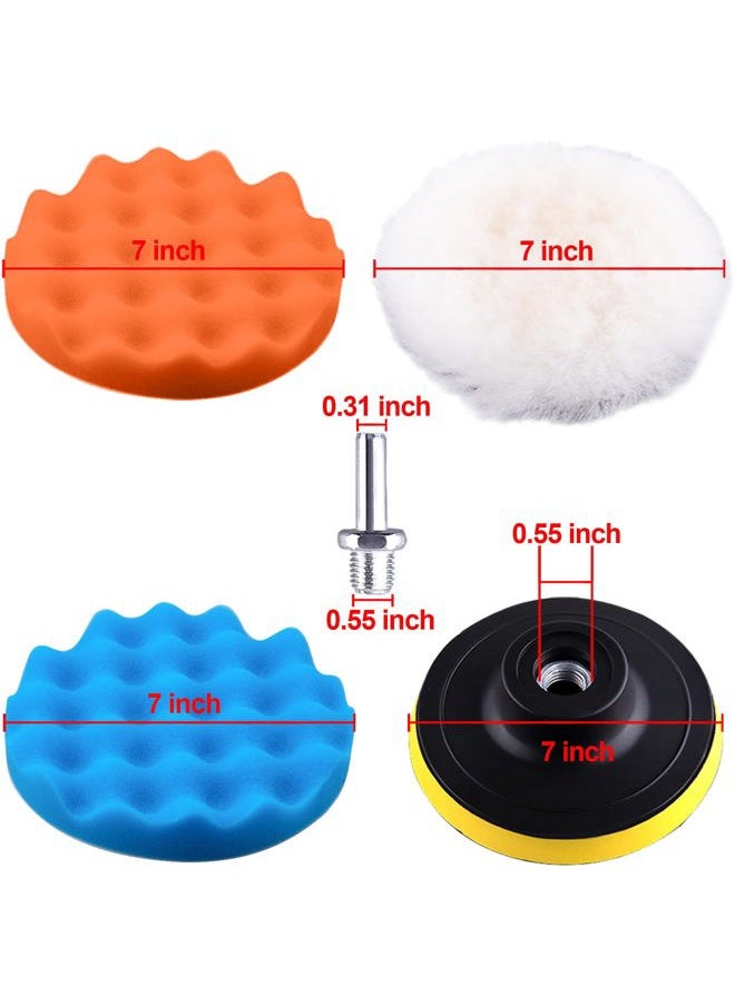 SIQUK 26 Pieces Car Polisher Buffing Pads 7 Inch Car Polishing Pad Kit Foam Polish Pads Wax Bonnets Polisher Buffer Attachment for Drill  - Image 5
