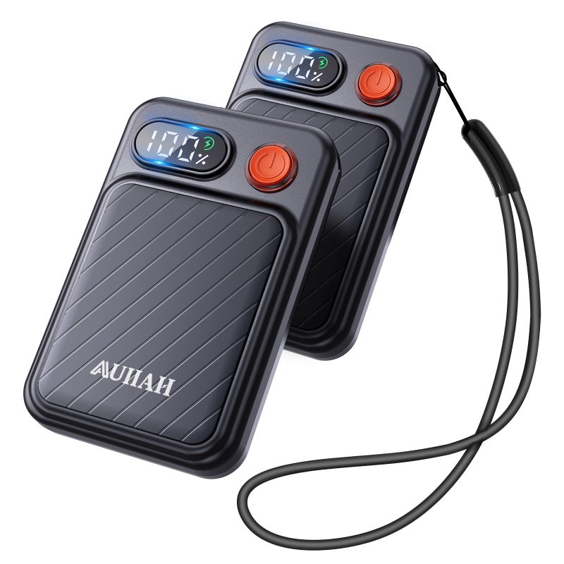AUIIAH Hand Warmers Rechargeable 2 Pack - Electric Rechargeable Magnetic Hand Warmer with LED Display, 4 Heat Levels, Lanyards, USB, Gift for Men Women Kid, for Golf/Skiing/Camping/Hunting Essentials - Image 1