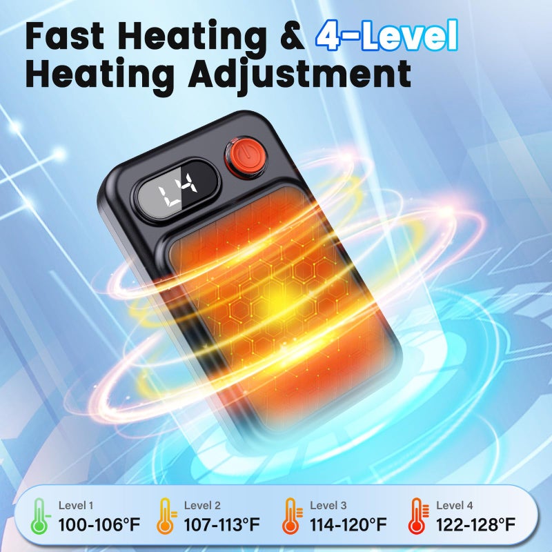 AUIIAH Hand Warmers Rechargeable 2 Pack - Electric Rechargeable Magnetic Hand Warmer with LED Display, 4 Heat Levels, Lanyards, USB, Gift for Men Women Kid, for Golf/Skiing/Camping/Hunting Essentials - Image 3