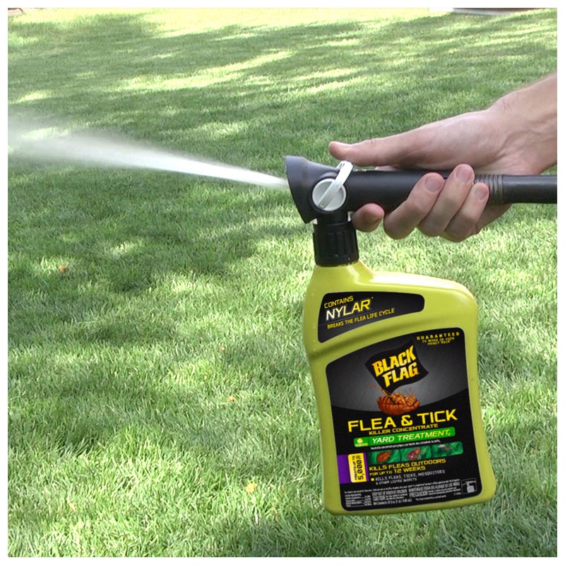 Black Flag Flea and Tick Killer Concentrate Yard Treatment, 32 Ounces, Ready To Spray, Quickflip Hose End Sprayer - Image 4