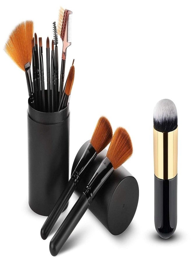 Glowhouse 12+1 pcs Makeup Brush Set with Case & Blending Brush Face And Eyeshadow Makeup Brush Kit Synthetic Bristles Cosmetic Brush Set - Image 1