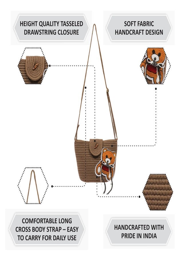 Ariya Women Sling Bag with Teddy Patch (4072 | Brown) Handcrafted PP & Cotton Blend Shoulder Purse, Perfect for Ladies & Girls, Lightweight Tote Bag for Daily Use, Casual, Travel & All Occasions - Image 5