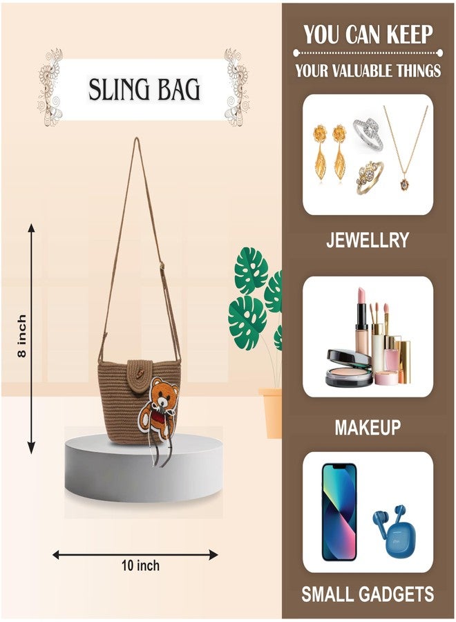 Ariya Women Sling Bag with Teddy Patch (4072 | Brown) Handcrafted PP & Cotton Blend Shoulder Purse, Perfect for Ladies & Girls, Lightweight Tote Bag for Daily Use, Casual, Travel & All Occasions - Image 3