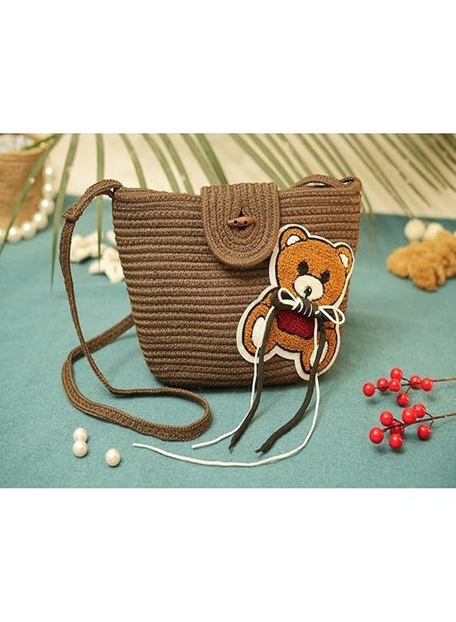 Ariya Women Sling Bag with Teddy Patch (4072 | Brown) Handcrafted PP & Cotton Blend Shoulder Purse, Perfect for Ladies & Girls, Lightweight Tote Bag for Daily Use, Casual, Travel & All Occasions - Image 4