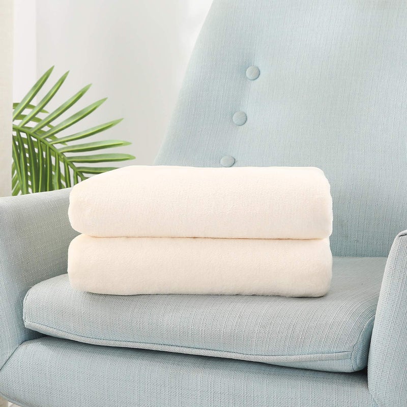 TASTHROW Large Flannel Fleece Throw Blanket, 50Ã—70 Inch - Cozy Lightweight Thick Blanket - All Seasons Suitable for Women, Men and Kids (Creamwhite) - Image 5