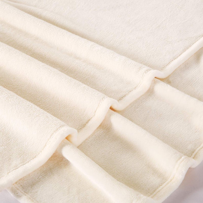 TASTHROW Large Flannel Fleece Throw Blanket, 50Ã—70 Inch - Cozy Lightweight Thick Blanket - All Seasons Suitable for Women, Men and Kids (Creamwhite) - Image 4